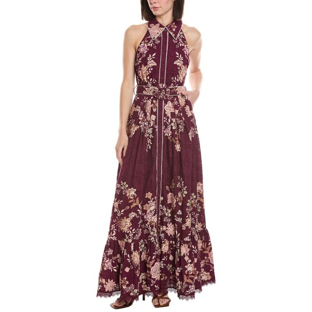 Hemant & Nandita Womens  Eyelet Maxi Shirtdress